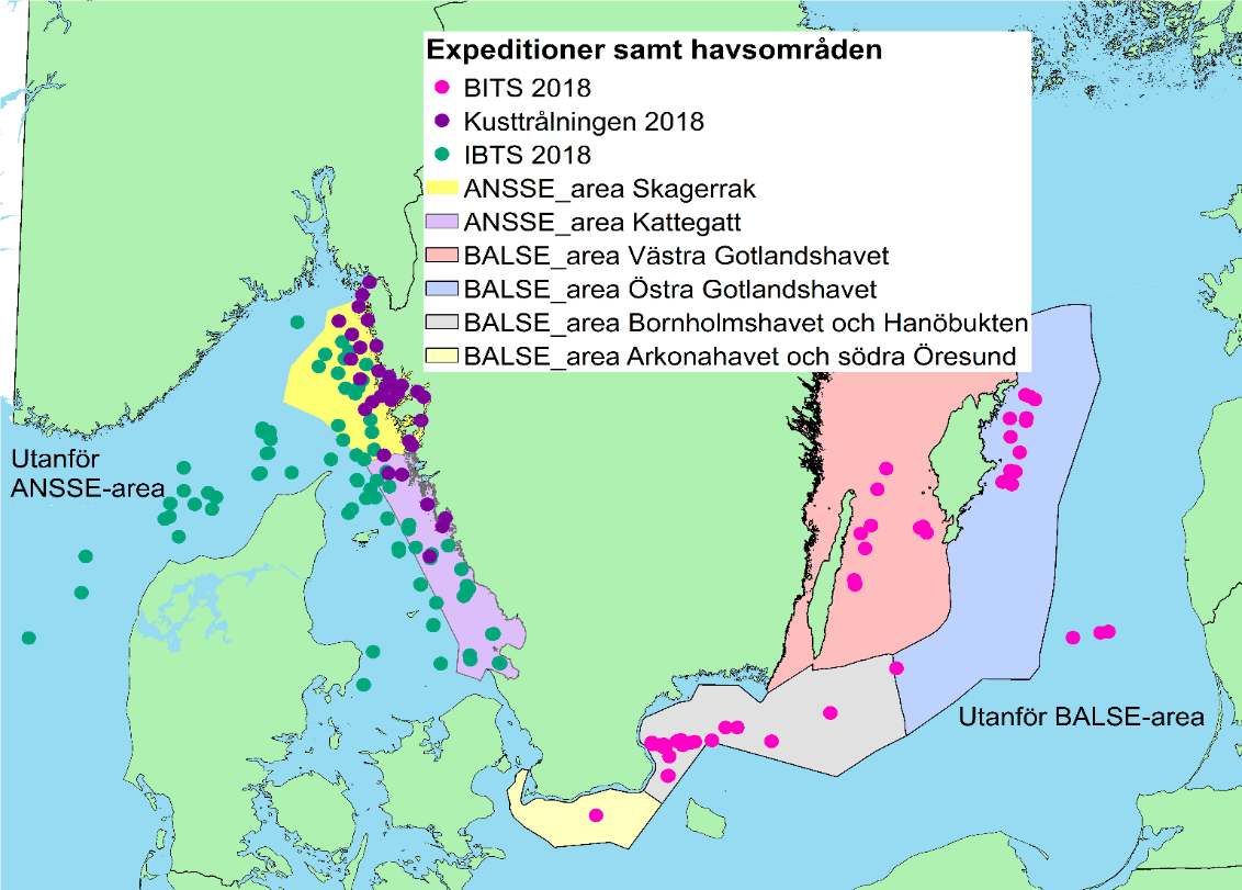 karta över startpunkter med provtagningar