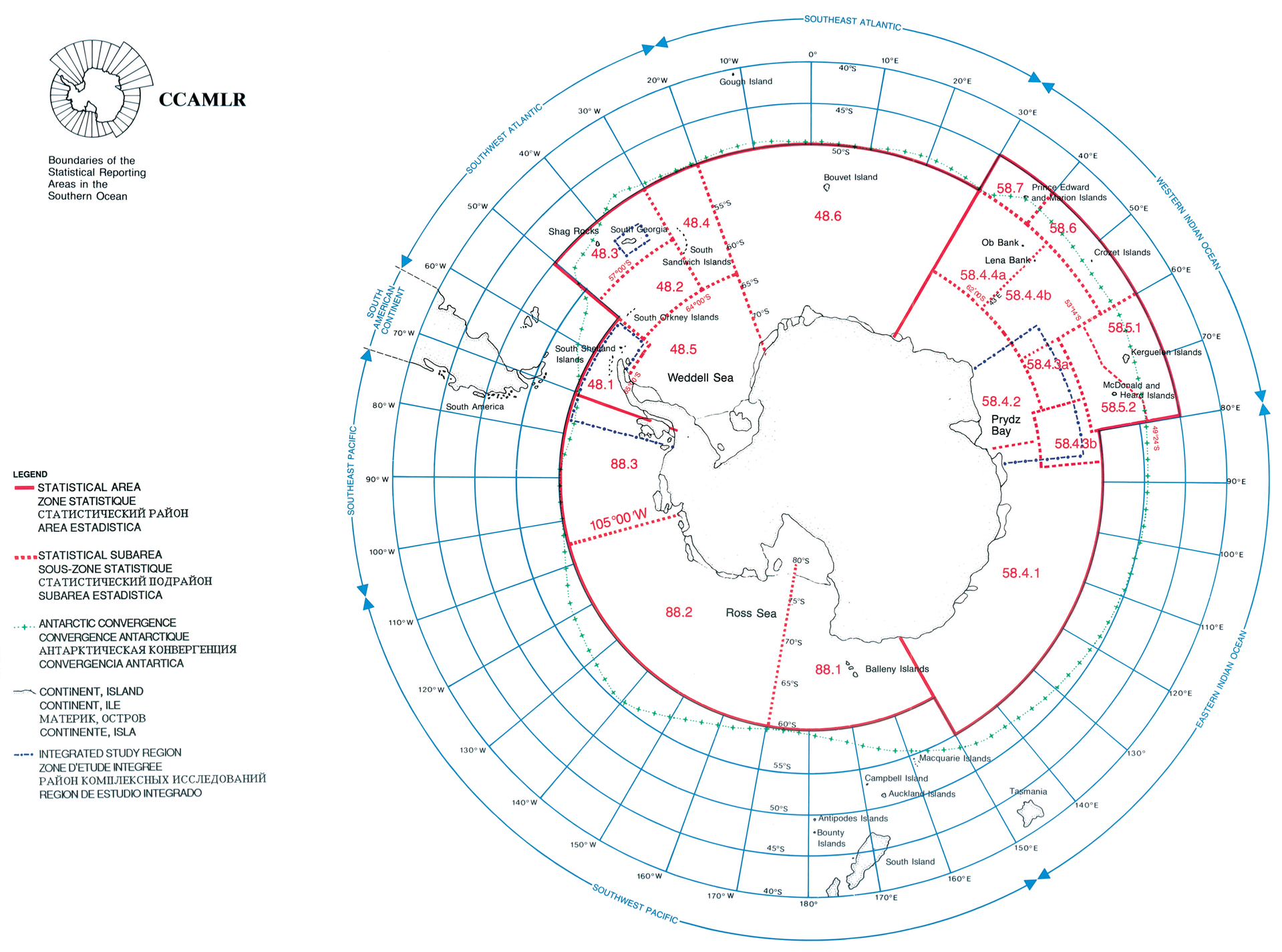 CCAMLR Convention Area. Illustration.