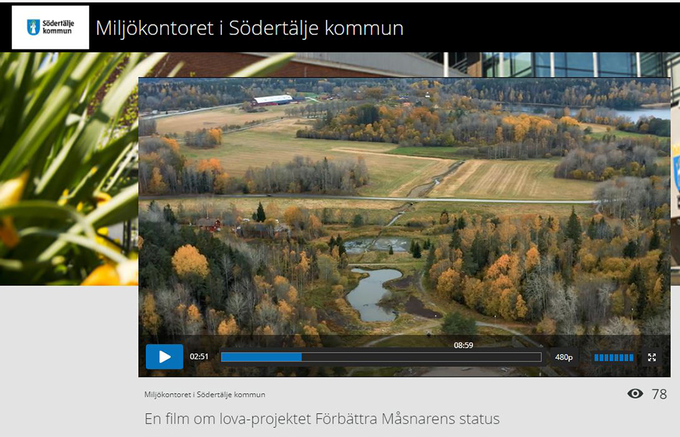 Skärmdump från Södertälje kommun på film om Måsnaren.