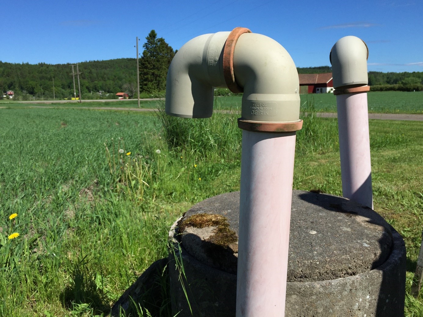 Avloppsrör sticker upp ur marken, foto: Bodil Forsberg
