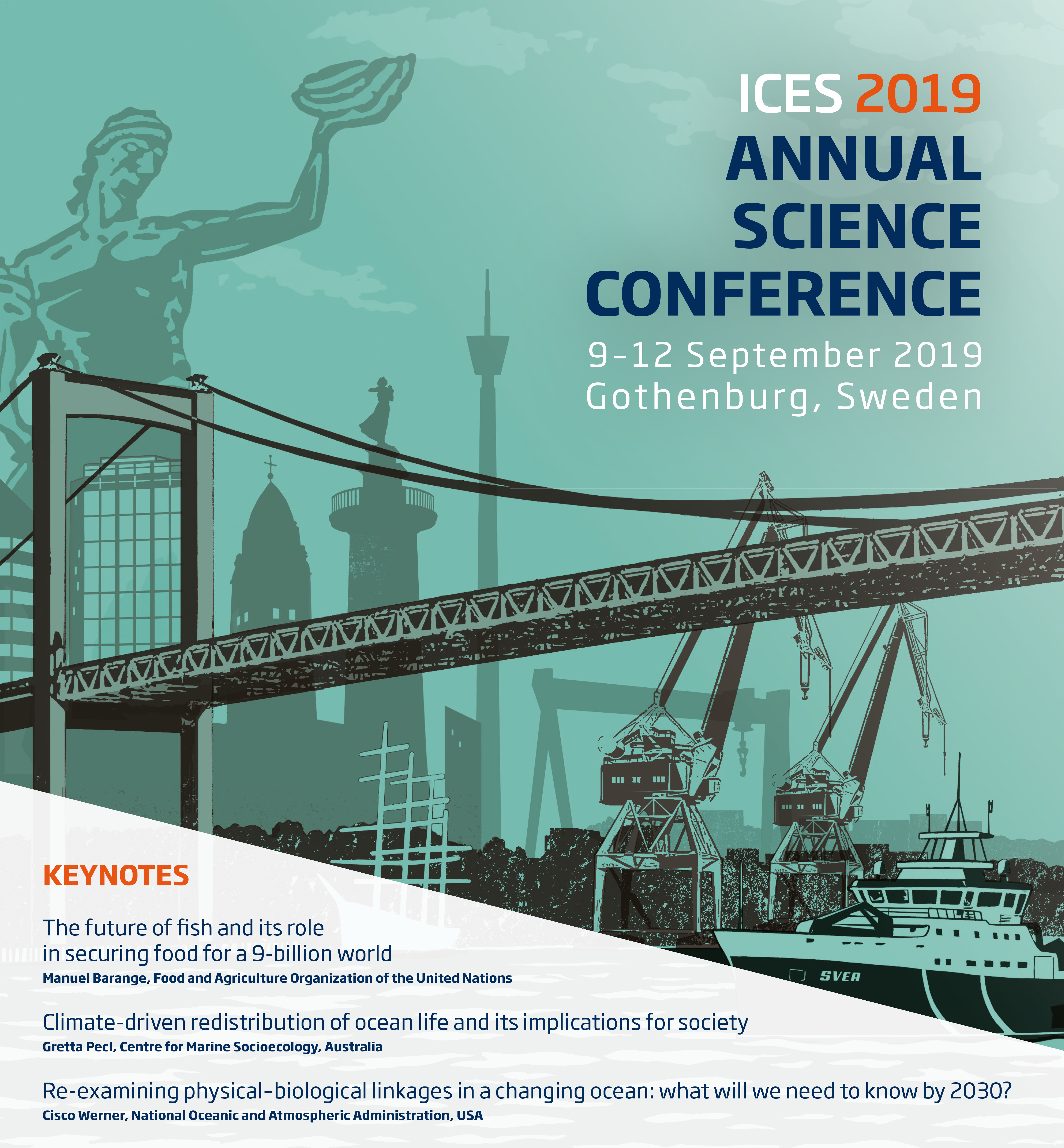 Poster för ASC 2019 - internationell vetenskapskonferens. Illustration.