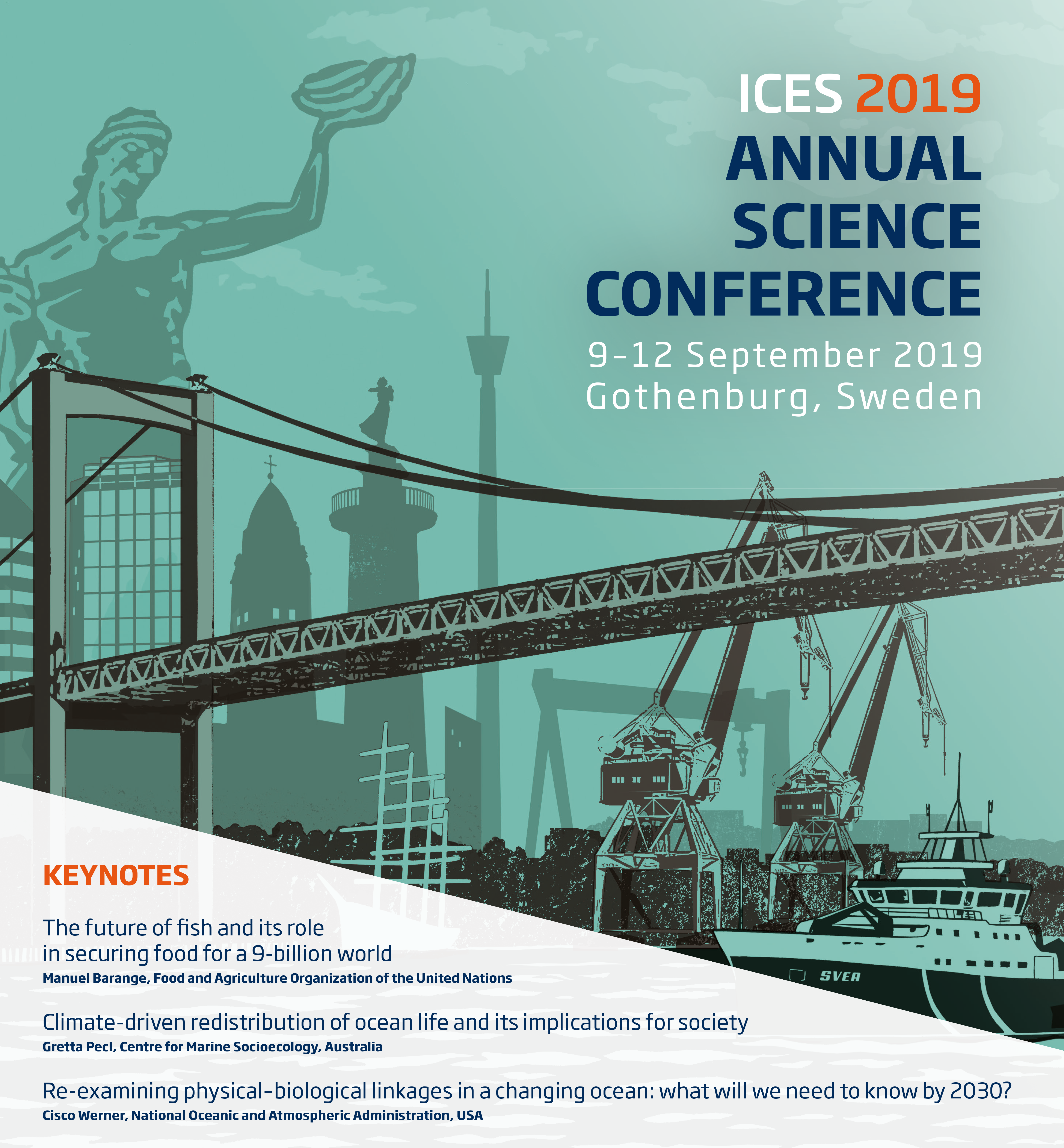 Poster för ASC 2019 - internationell vetenskapskonferens. Illustration.