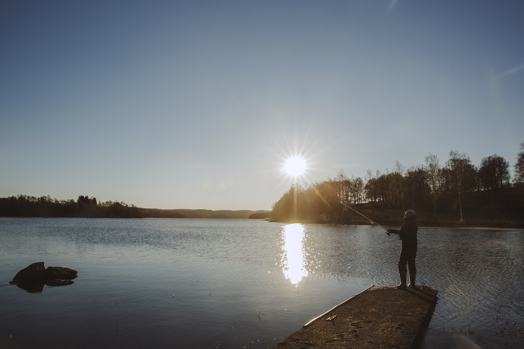 Fritidsfiske i insjö i Halland