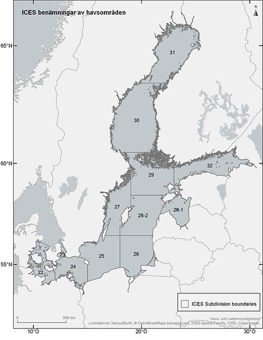 Karta över delområden i Östersjön