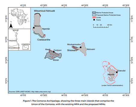 karta över Comoros-öarna