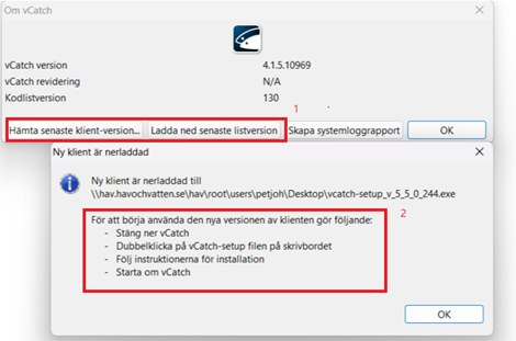 Hämta senaste versionen av vCatch