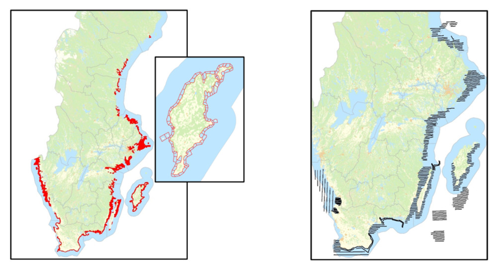 Karta över sektorer som inventerats på sjöfåglar