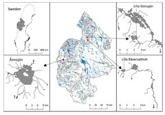Karta som visar övervakning av genetisk mångfald i skyddade områden i Jämtland. 