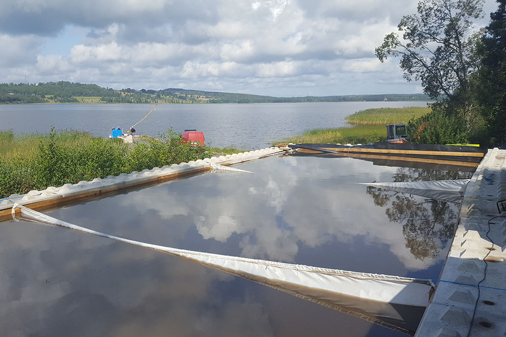 Avvattning av muddrat sediment vid sjön Ralången, Aneby kommun.