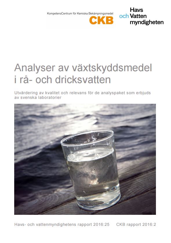 Analyser av växtskyddsmedel i rå- och dricksvatten. Omslag.