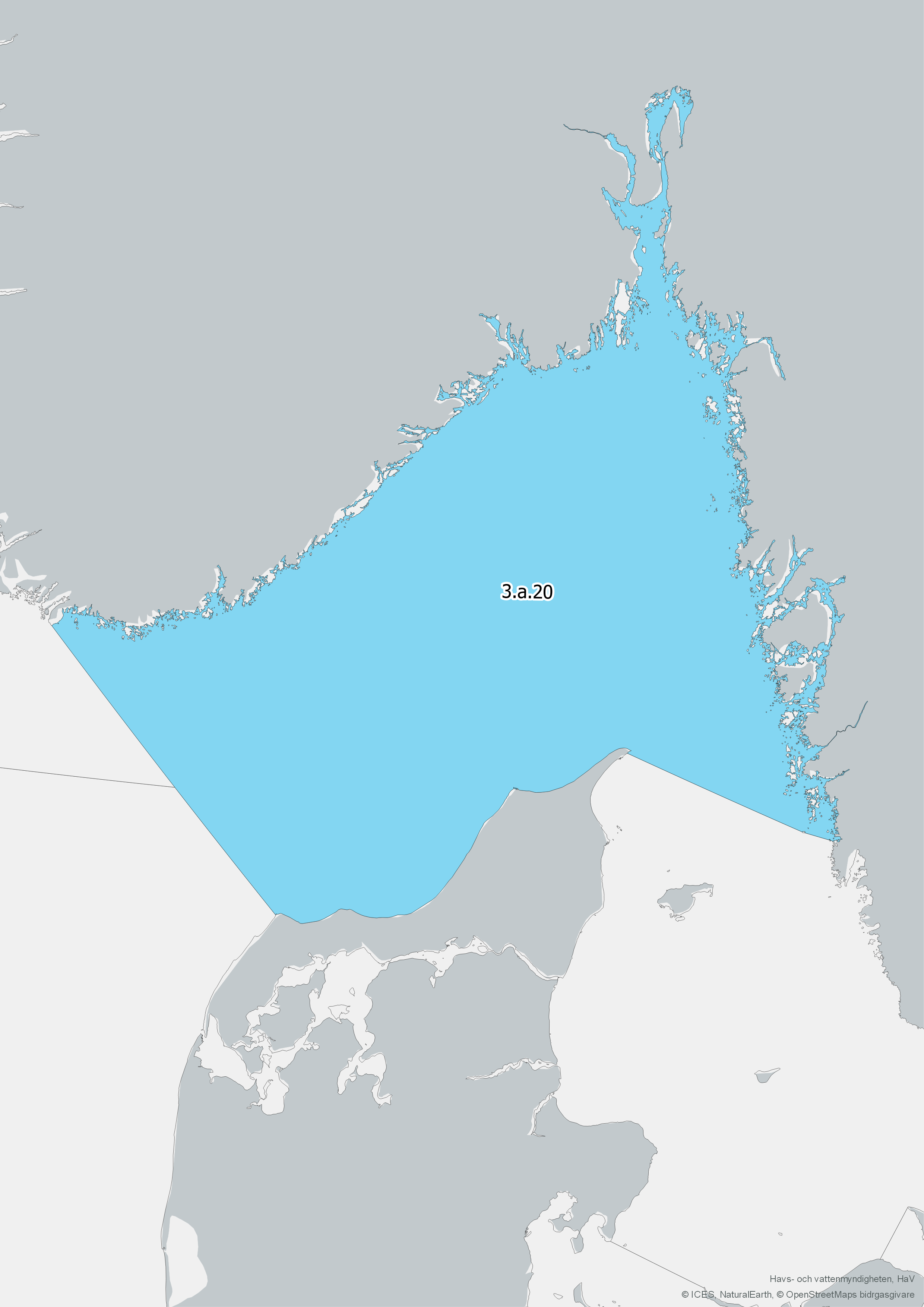 Fångstområde Skagerrak. Karta, illustration.
