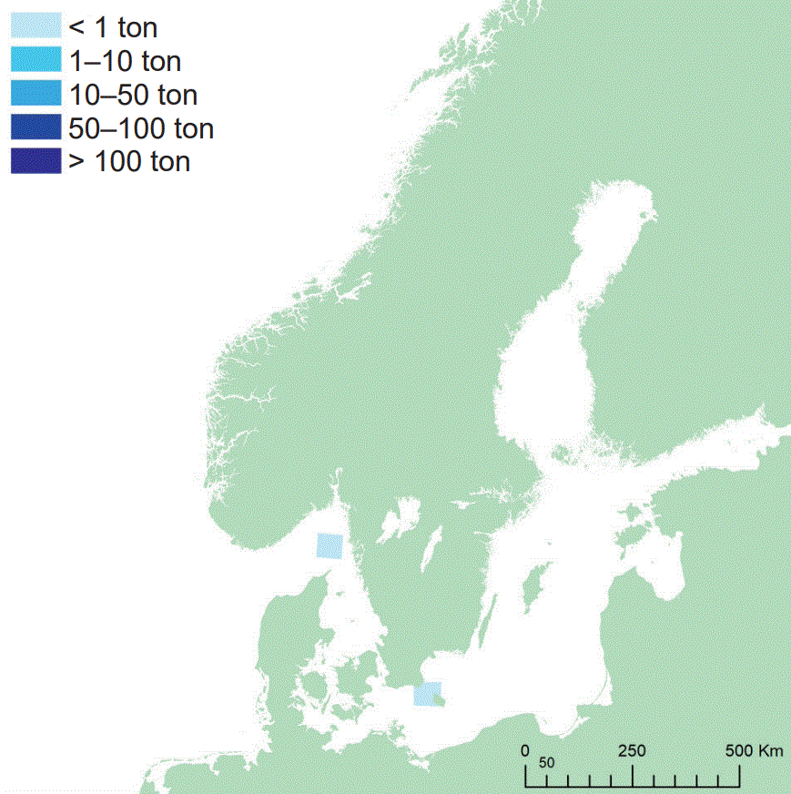 Fångstområde för skoläst. Illustration, karta.