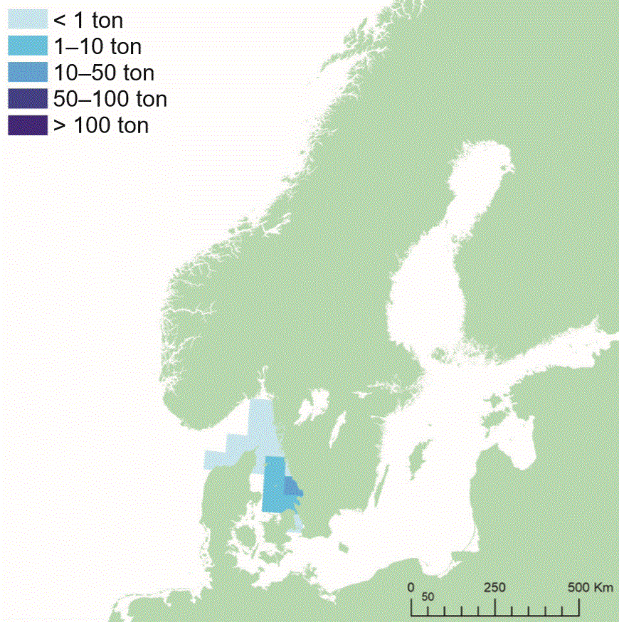 Fångstområde för tunga. Illustration, karta.