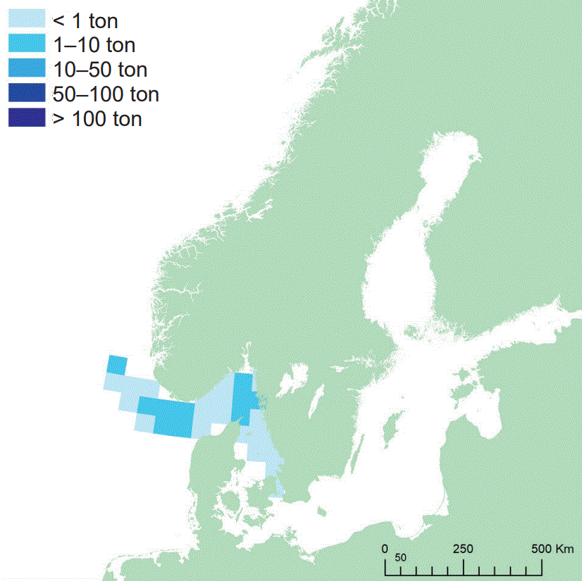 Fångstområde för långa. Illustration, karta.