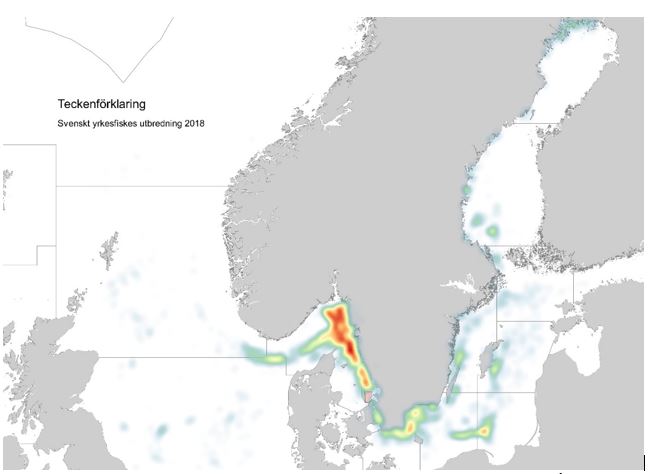 illustrerar yrkesfiskets utbredning