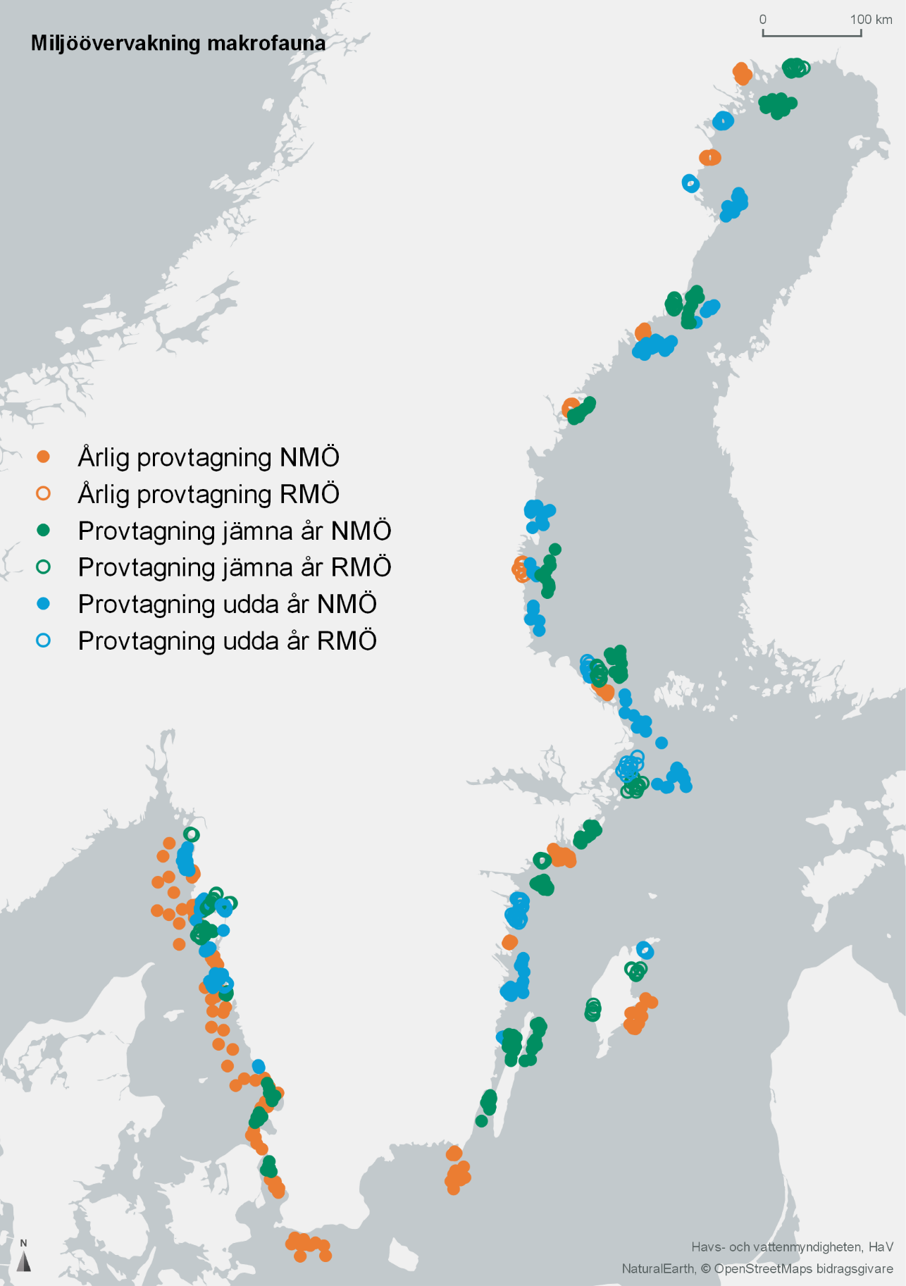 karta över delprogram sedimentlevande makrofauna