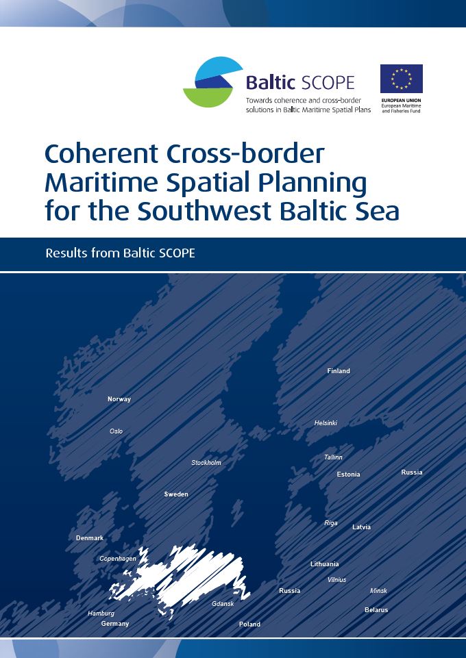 Coherent Cross-border Maritime Spatial Planning for the Southwest Baltic. Omslag till rapport.
