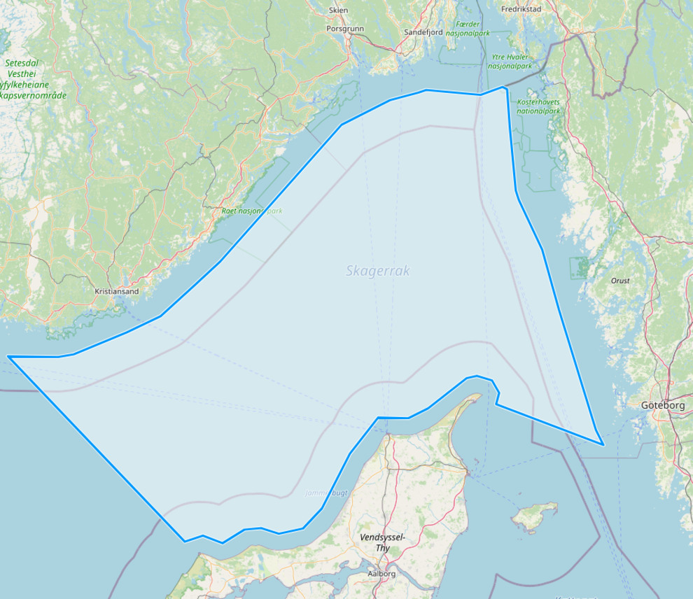 Bild över Skagerrak och Geofencing- området 