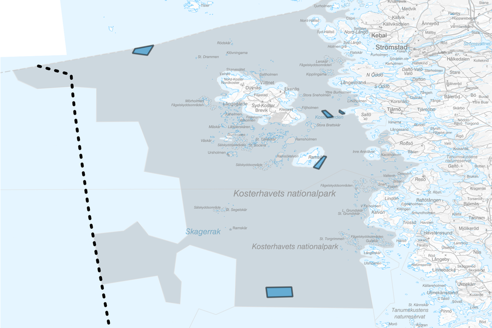 Karta med markering för marint skyddat område.
