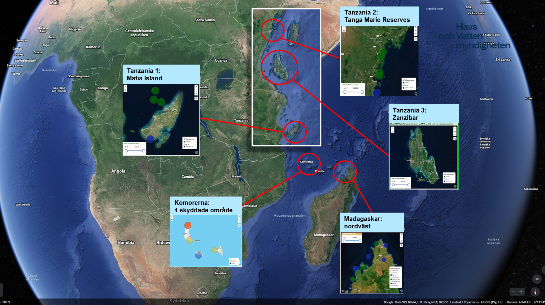 HaV utbildar fem team av förvaltare från marina skyddade områden på Madagaskar, Komorerna, Tanzania och Zanzibar digitalt. Du kan utforska östra Afrikas skyddade havsområden på Nairobikonventionens karta