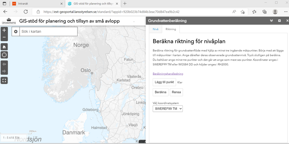 Beräkna riktning för nivåplan