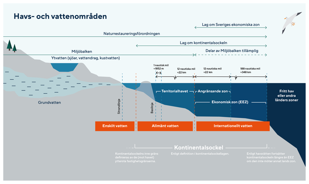 Illustration havs- och vattenområden.
