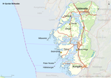 Karta över 8 fjordar med kommunnamn