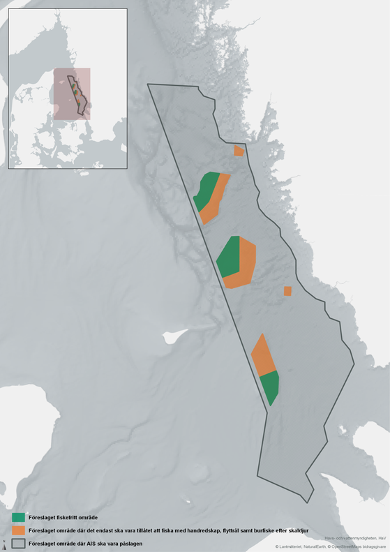 Areas with fishing regulations in the Väderöarns Wildlife preserve. 