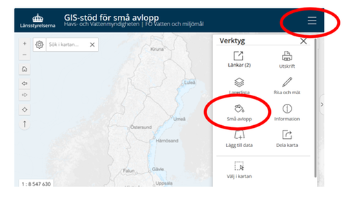 Bild från GIS-stödet för små avlopp