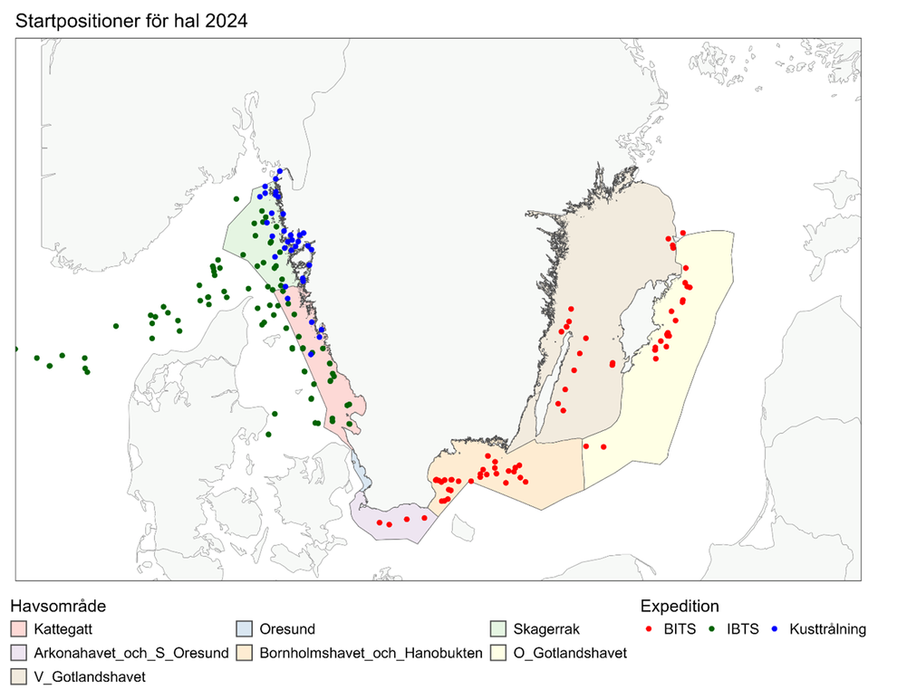karta över startpunkter med provtagningar
